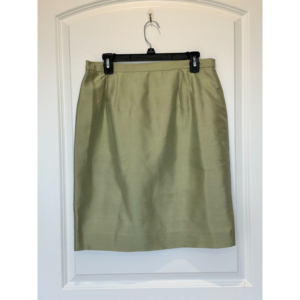 NWT Travis Ayers Green 100% Silk A-Line Skirt Size 12